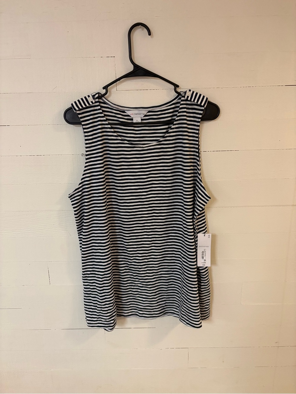 Liz Claiborne Navy White Striped Cotton Tank Top XL NWT